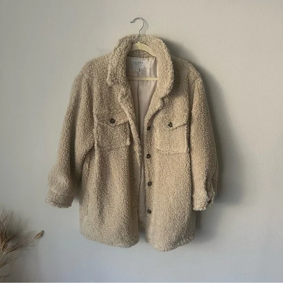 Hayden Sherpa Button Shaket in Cream Large - Picture 4 of 14